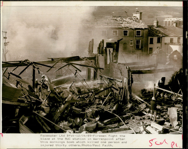 The scene of devastation in the centre of Warrenpoint - Vintage Photograph