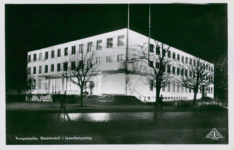 Kungsbacka. City hotel in facade lighting - Vintage Photograph