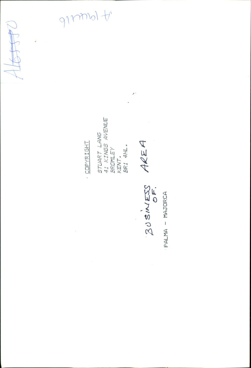 ALESSTO COPYRIGHT STUART LANG KINGS AVENUE BROMLEY KENT BRHL BUSINESS ARE - Vintage Photograph