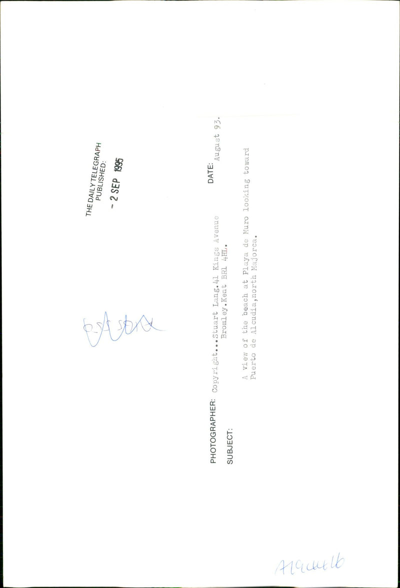 1995 KINGS AVENUE AUGUST BROMLEYKENT BRL SUBJECT COPYRIGHT STUART PUBLISHED - Vintage Photograph