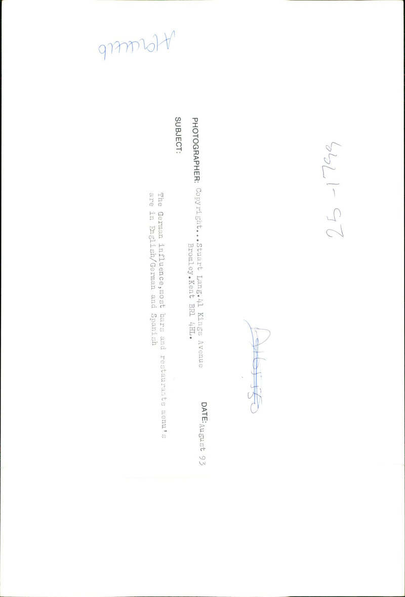 KINGS AVENUE BROMLEY KENT SUBJECT THE GERMA COPYRIGHT STUART ENGLISH - Vintage Photograph