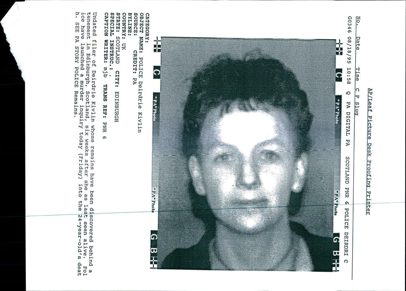 1995 DEIRDRIE KIVLINS REMAINS HAVE BEEN DISCOVERED BEHIND POLICE WRITER COUNTRY - Vintage Photograph