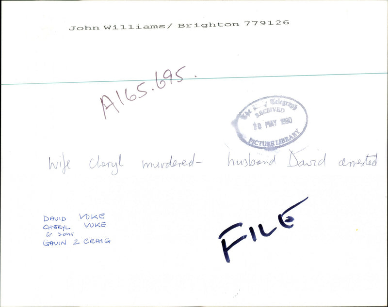 1990 BRIGHTON BILE LEGENDS WIFE CHERYL MURDERED HUSB JOHN WILLIAMS DAVID - Vintage Photograph