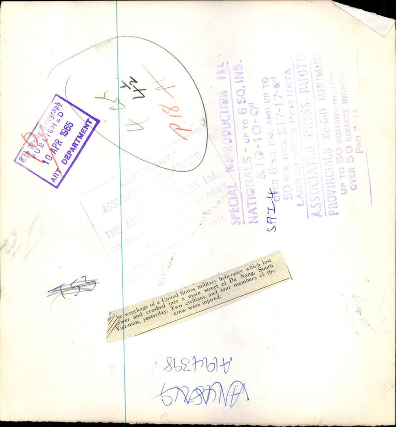 Wreckage of a United States military helicopter - Vintage Photograph