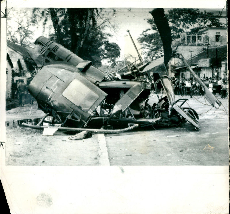 Wreckage of a United States military helicopter - Vintage Photograph