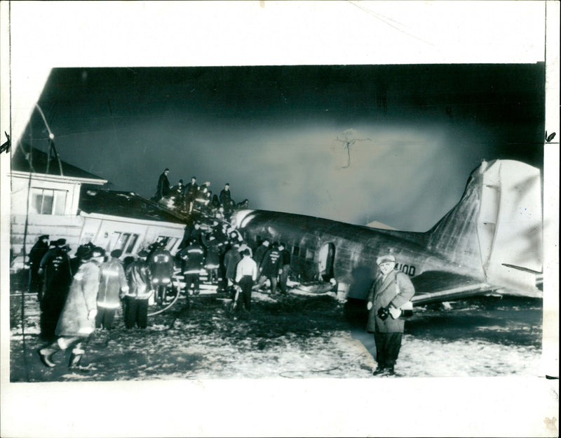 DC-3 airliner crashed into a house - Vintage Photograph