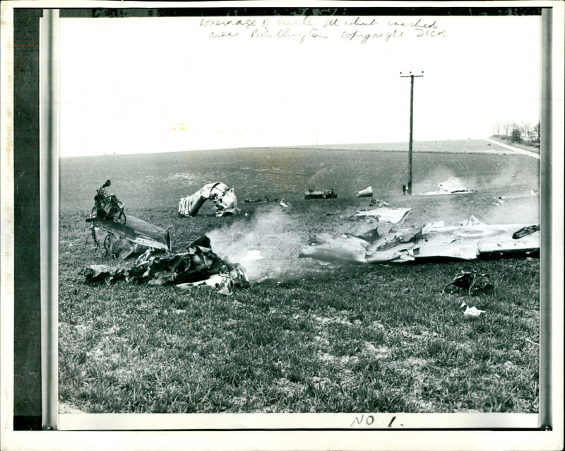 The wreckage of a Hunter jet aircraft - Vintage Photograph