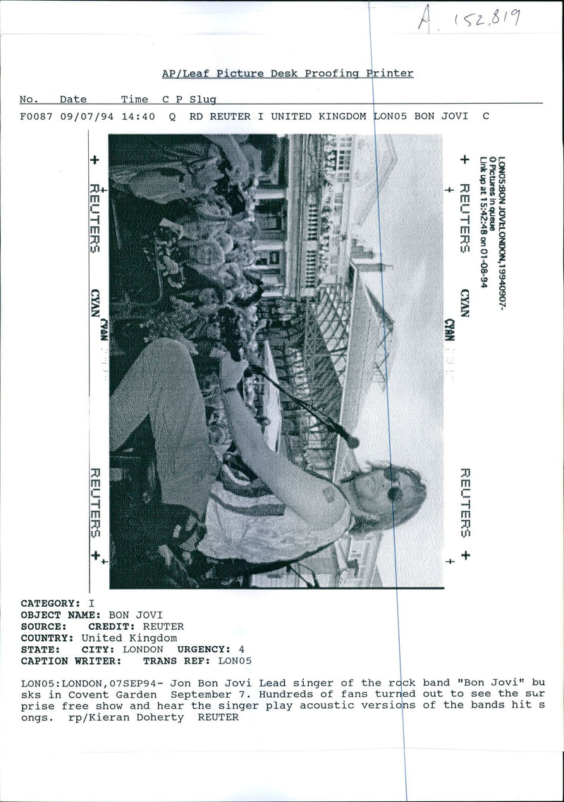 Jon Bon Jovi. - Vintage Photograph
