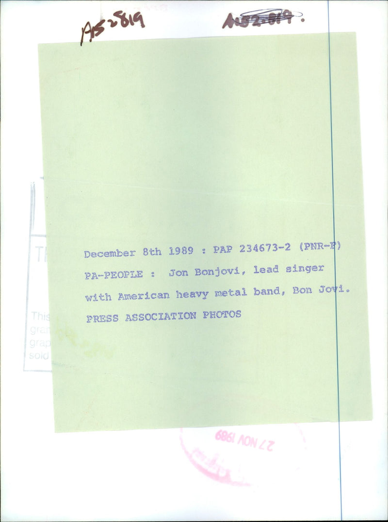 Jon Bon Jovi. - Vintage Photograph