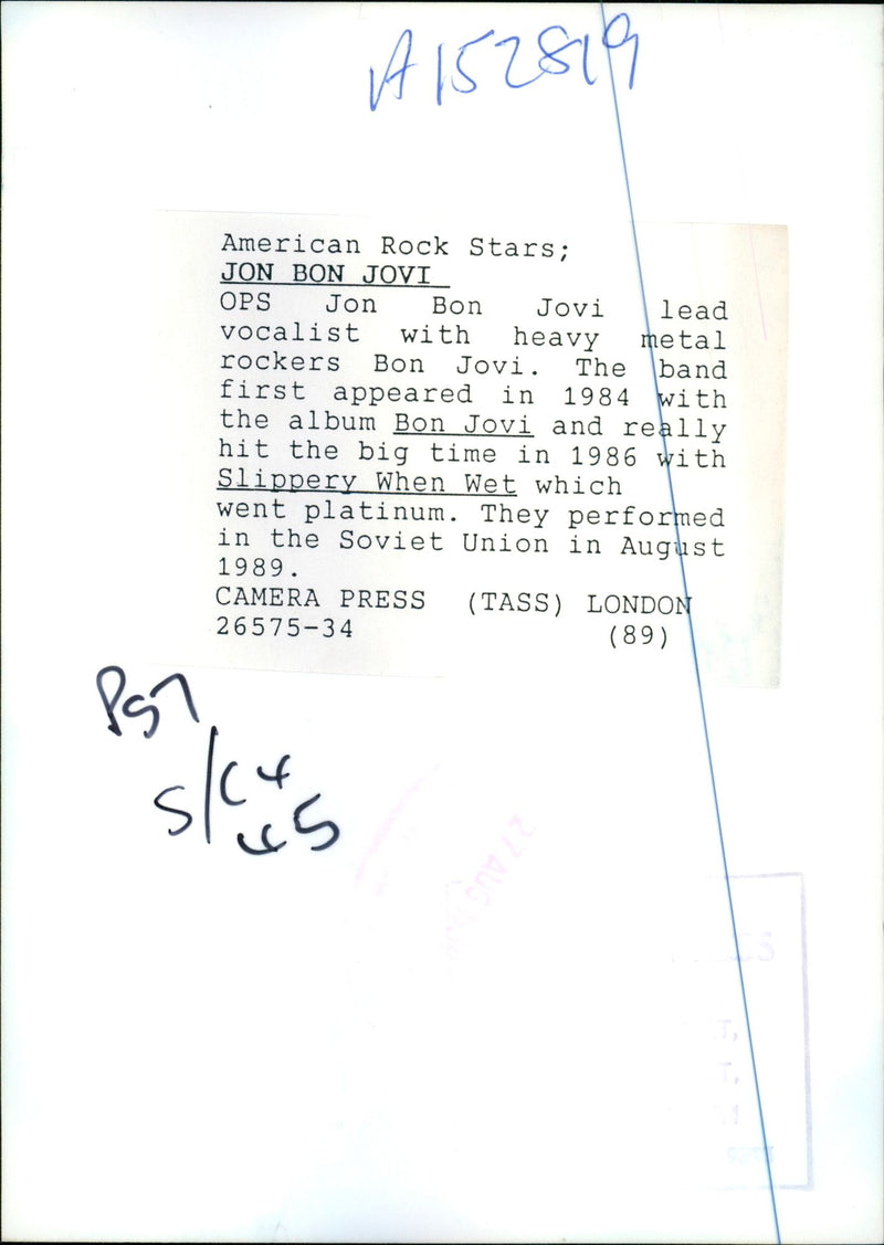 Jon Bon Jovi. - Vintage Photograph