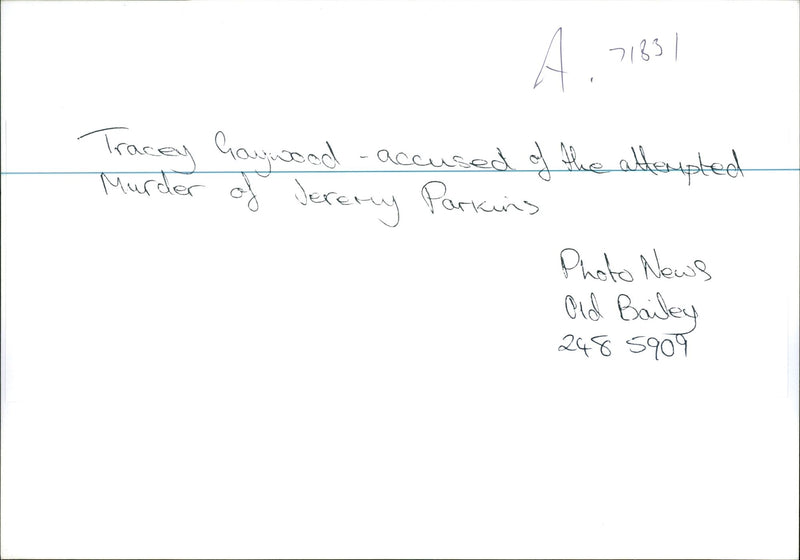 TRACEY HAYWOOD ACCUSED THE ALLE UPTED MURDER VER OLD BAILEY - Vintage Photograph