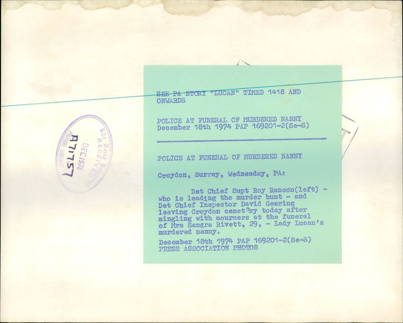 Police at funeral of murdered nanny - Vintage Photograph