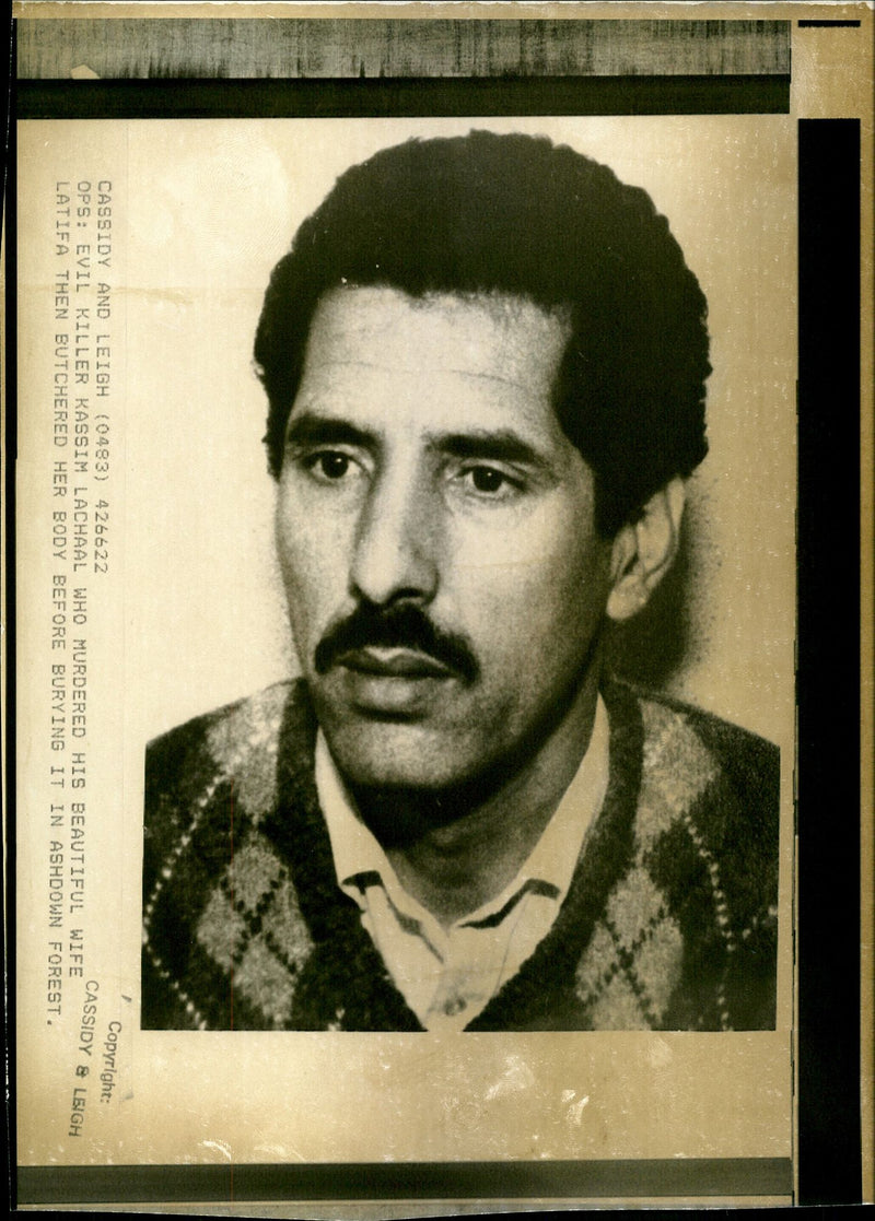 KASSIM LACHAAL MURDERED HIS BEAUTIFUL WIFE LATIFA THEN BUTCHERED HER BODY - Vintage Photograph
