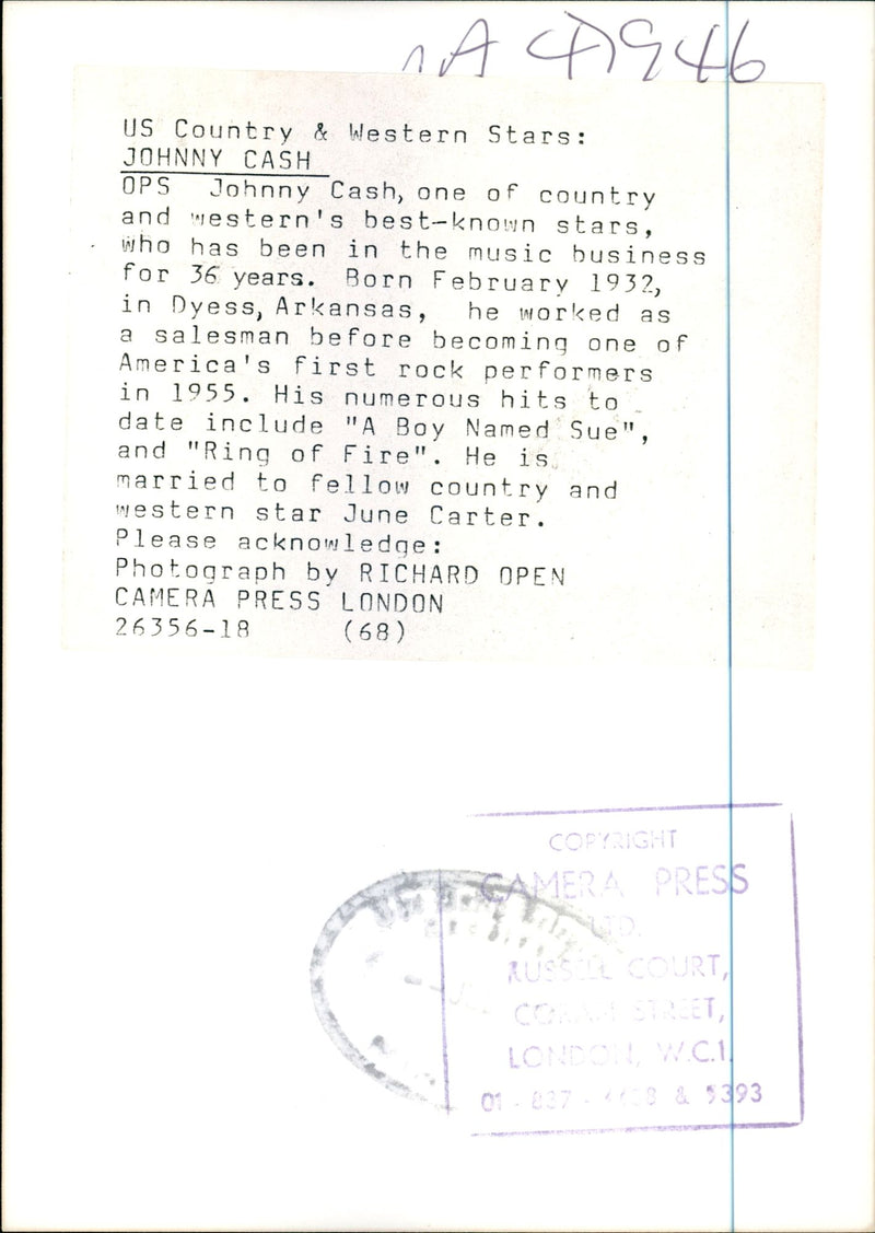 Johnny Cash - Vintage Photograph