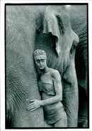 Paula Hamilton between Two Elephants - Vintage Photograph