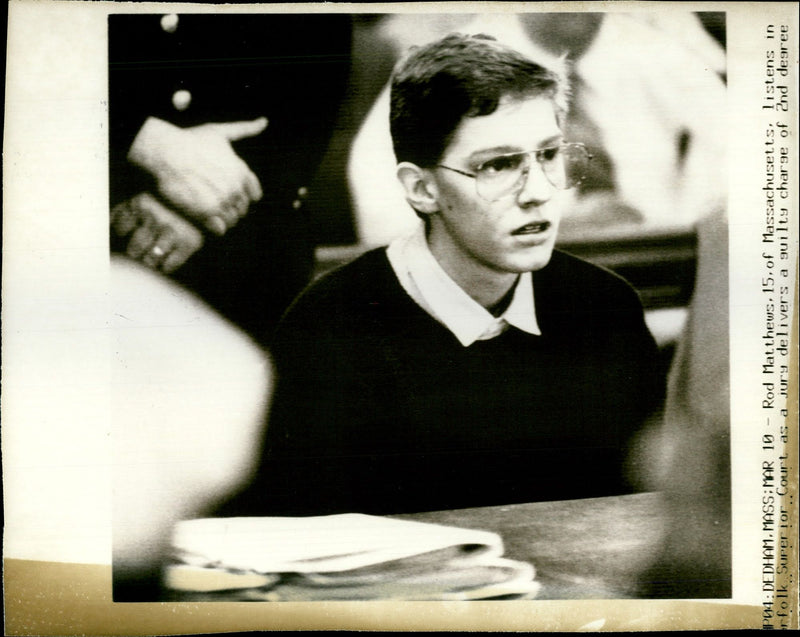 ROD MATTHEWS MASSACHUSETTS FOUND GUILTY DEGREE MURDER SENTENCED - Vintage Photograph