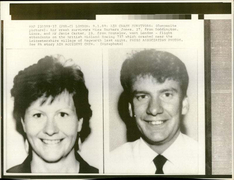 Aircraft Crash: British Midland, Barbara Jones, Jamie Carter. - Vintage Photograph