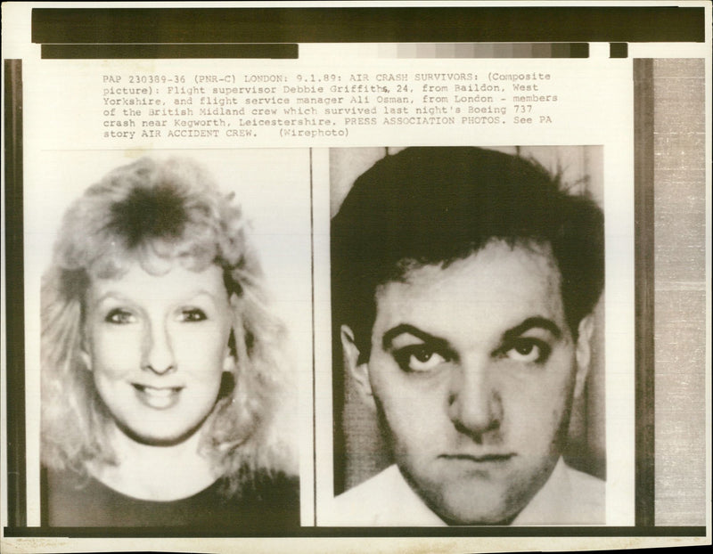 Aircraft Crash: British Midland, Debbie Griffiths, Ali Osman. - Vintage Photograph