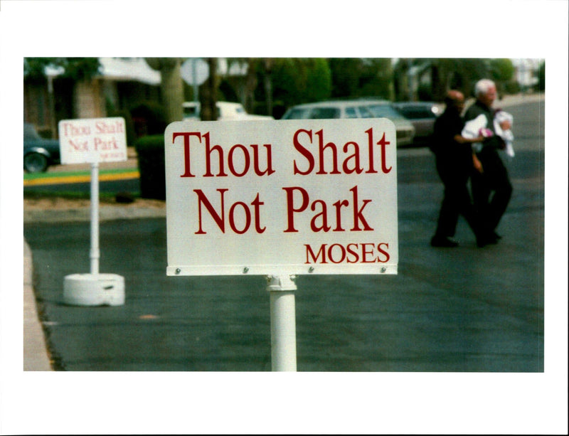 1994 THOU SHALT NOT PARK MOSESA LEAF PICT STEVE WRITER USA PHOTOGRAPHED MOON - Vintage Photograph