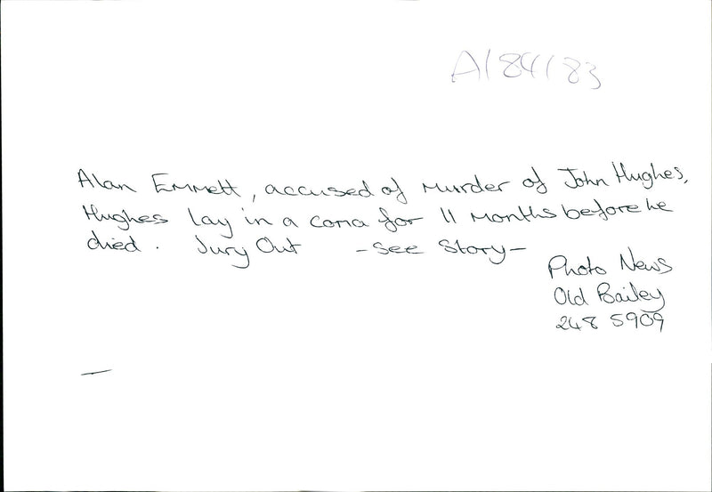 ALAN EMMELL ACCUSED MURDER JOHN HUGHES WAS OLD BAILEY DIED - Vintage Photograph