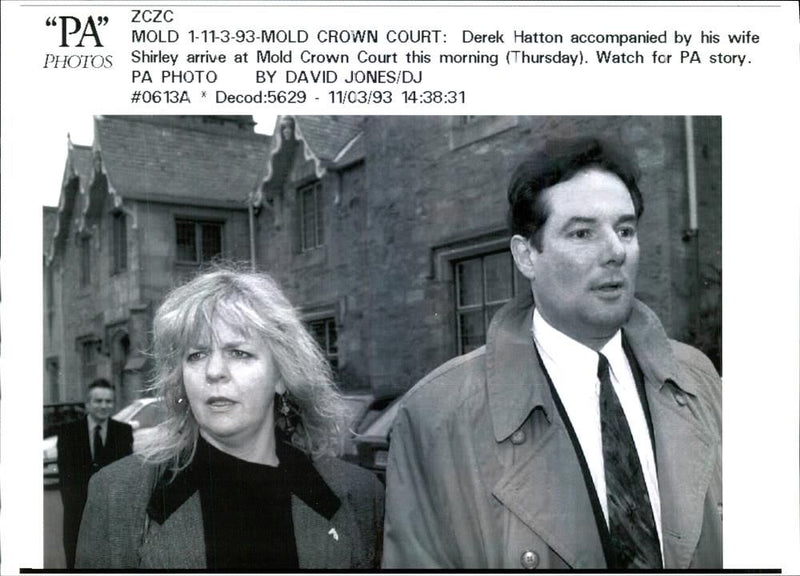 Derek Hatton arrives with his wife Shirley at Mold Crown Court - Vintage Photograph
