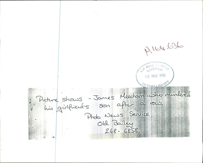 1990 JAMES MEECHAN MURDERED HIS GIRLFRIENDS SON AFTER PHOTO NEWS SERVICE ROW - Vintage Photograph