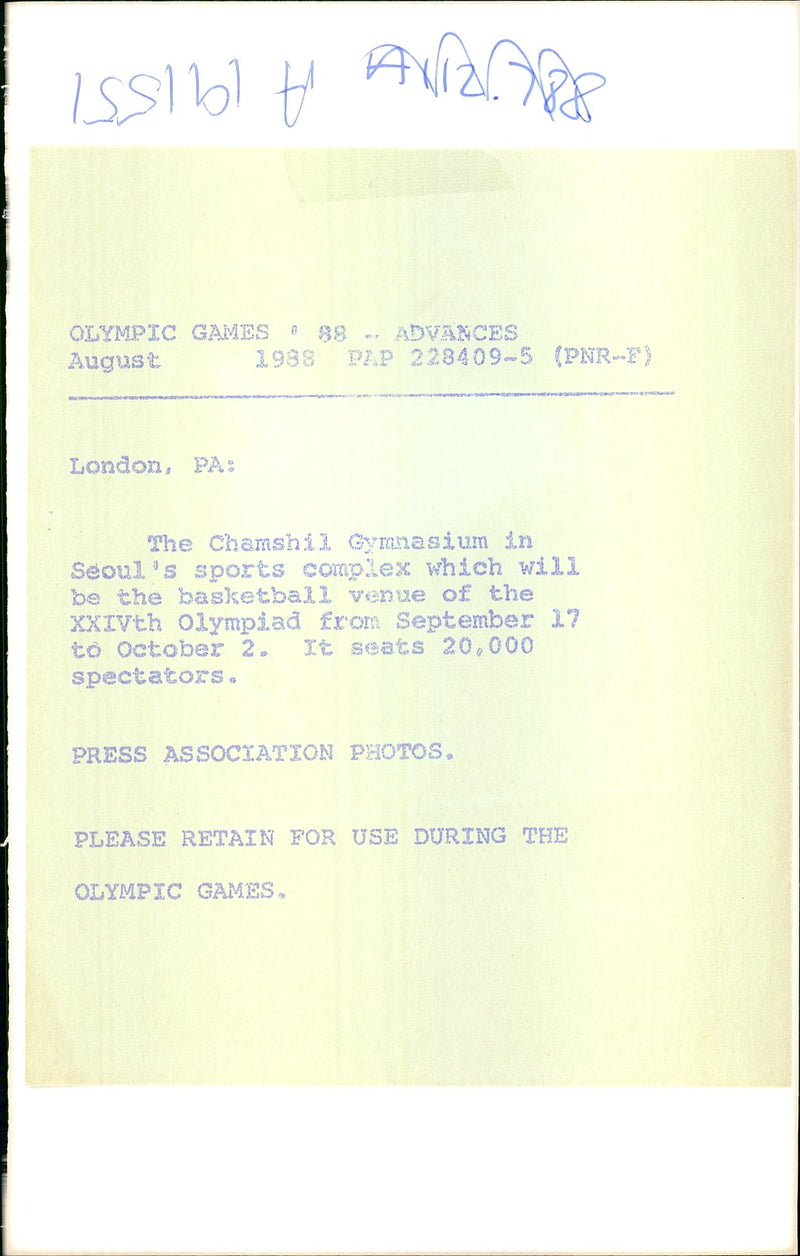 The basketball venue of the 1988 Seoul Olympics - Vintage Photograph