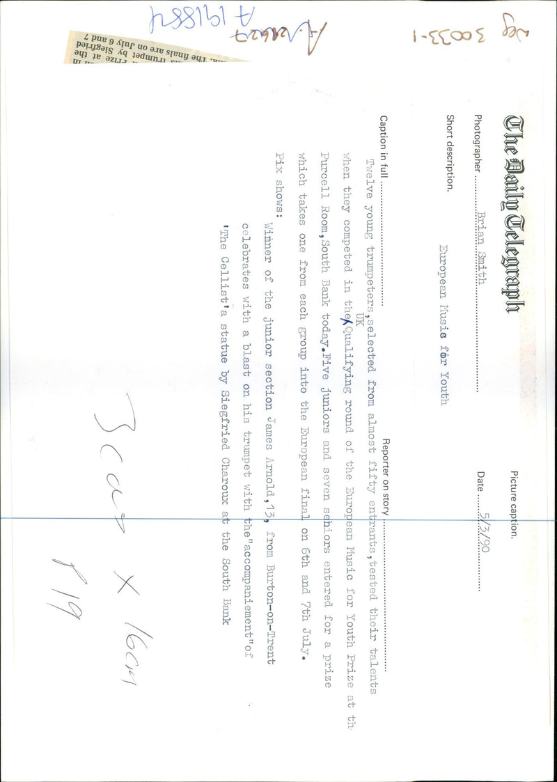 TWELVE YOUNG TRUMPETERS BILL SMITH BRIAN WEG BURTON JAMES MUSIC PRIZE - Vintage Photograph