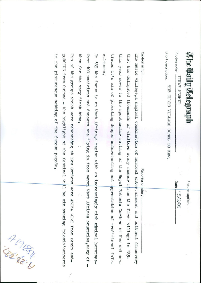 THE MUSIC VILLAGE MAGICAL COMBINATION ILKAY MEHMET FESTIVAL ROYAL - Vintage Photograph