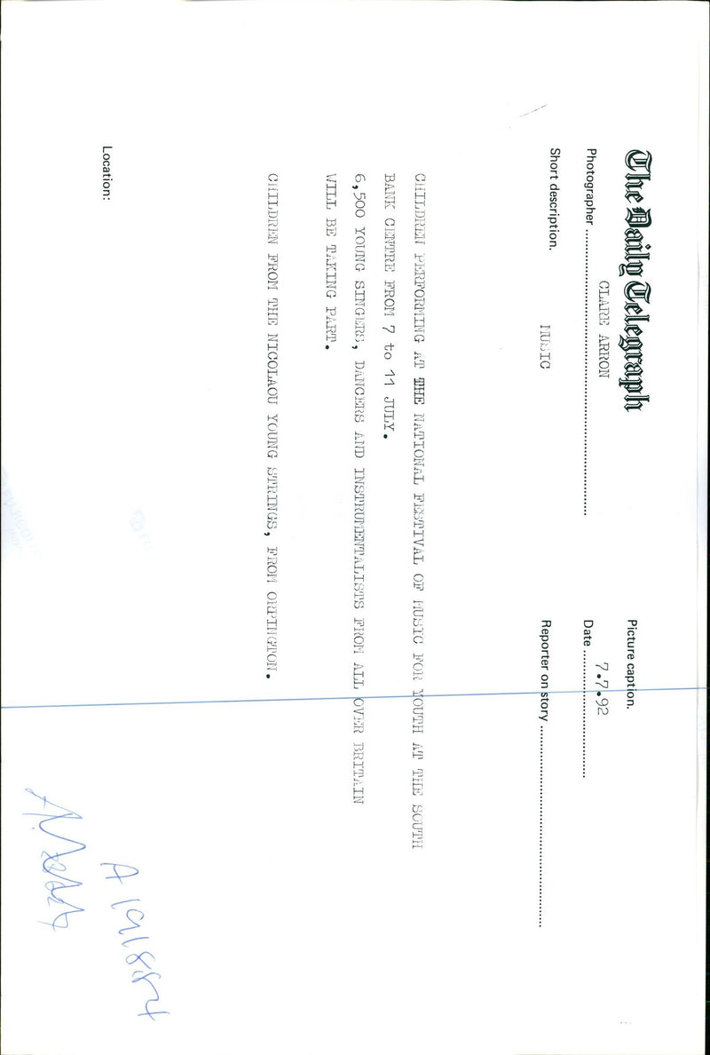 1992 YOUNG SINGERS DANCERS AND INSTRUMENTAL CLARE ARRON MUSIC FESTIVAL NATIONAL - Vintage Photograph