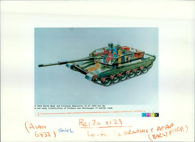 A illustration of battle tank 'Challenger 2' designed by Vickers - Vintage Photograph