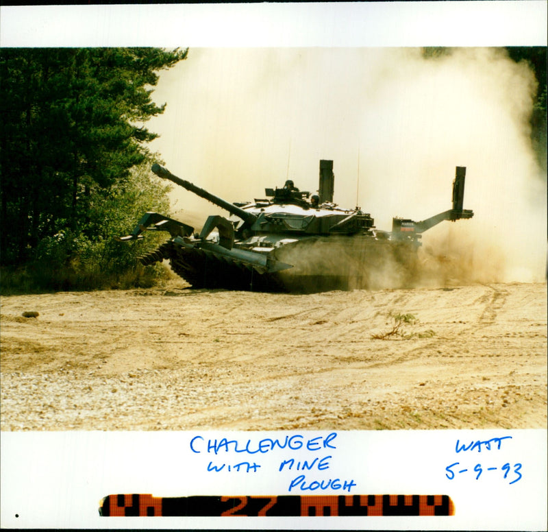 Battle tank 'Challenger 2' with mine plough - Vintage Photograph