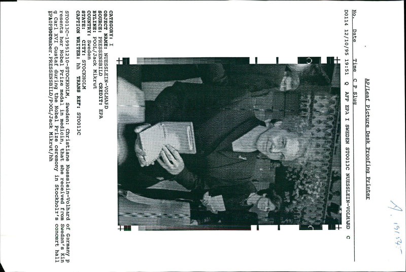 CHRISTIANE NUESSLEIN VOLHARD GERMANY JACK MIKRUT SWEDEN WRITER CONCERT - Vintage Photograph