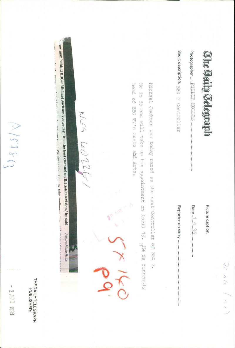 1993 PHILIP HOLLIS MICHAEL JACKSON MUSIC BRITISH PUBLISHED TELEVISION - Vintage Photograph