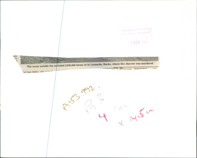 MRS BARRETT WAS MURDERED HER SECLUDED HOUSE LEONARDS BUC BUCKLAND - Vintage Photograph