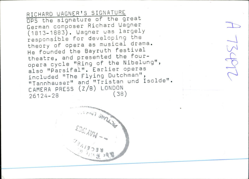 Richard Wagner's Signature - Vintage Photograph