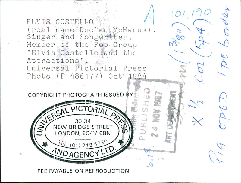 Elvis Costello - Vintage Photograph