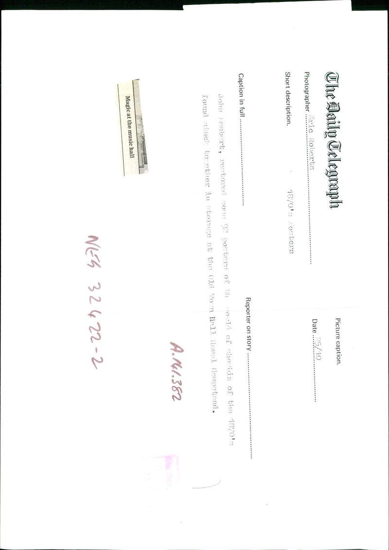 ROBINS PALACE GRAND JOHN MUSIC - Vintage Photograph