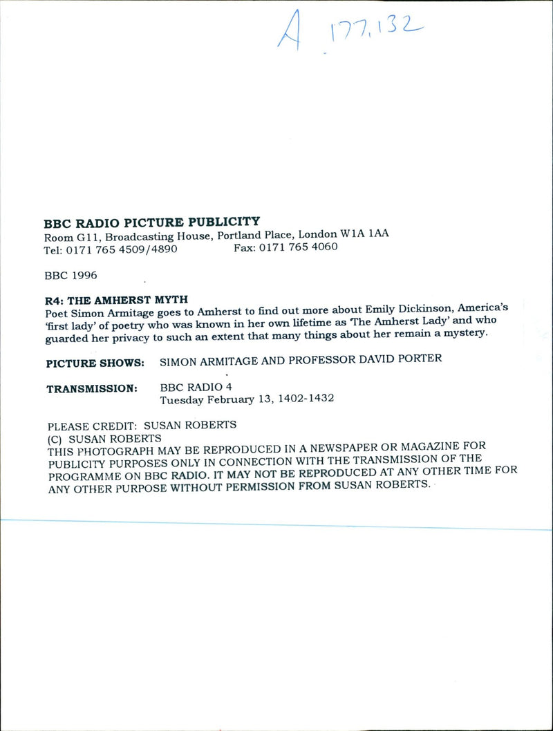 1996 OET SIMON ARMITAGE GOES ROBINS SUSAN ROBERTS KNOWN POET LADY DAVID - Vintage Photograph