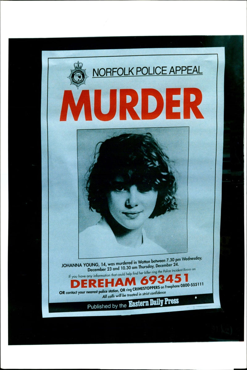 JOHANNA YOUNG WAS MURDERED WOTTO STEPHEN LOCK ROBERT POLICE PUBLISHED - Vintage Photograph