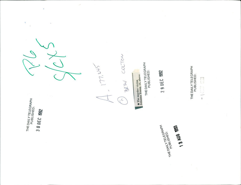 1992 THE MURDER JOHANNA YOUNG AOVE HEILLON YOUNGPG COLTON PUBLISHED - Vintage Photograph