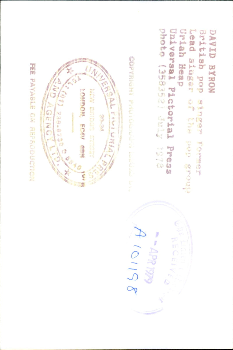 David Byron - Vintage Photograph