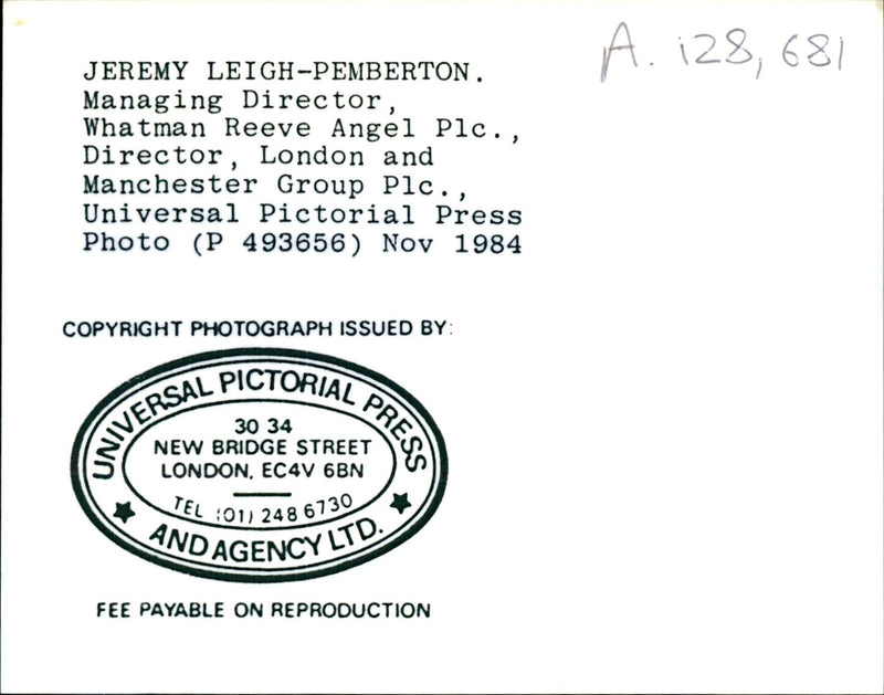 Leigh-Pemberton Jeremy - Vintage Photograph