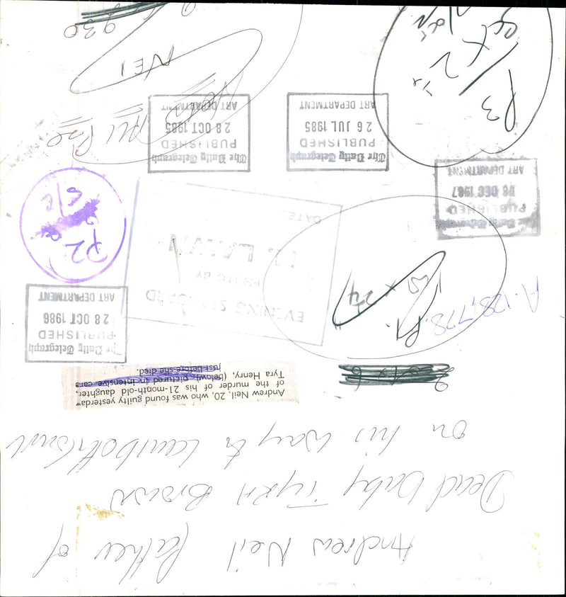 1986 ANDREW NEIL WAS FOUND GUILTY YESTERDA THE MURDER DAUGHTER PUBLISHED DIED - Vintage Photograph