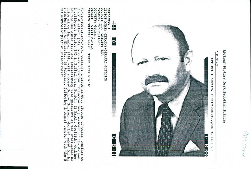 1969 ADMIRAL RHARD GUELLICH WAS APPOINTED BECOME WRITER GERMAN PRESIDENT - Vintage Photograph