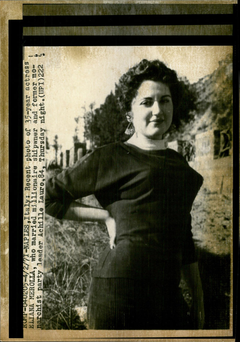 1971 ELIANA MEROLLA MARRIED MILLIONAIRE SHIPWNER AND FORMER MON LEADER ITALY - Vintage Photograph
