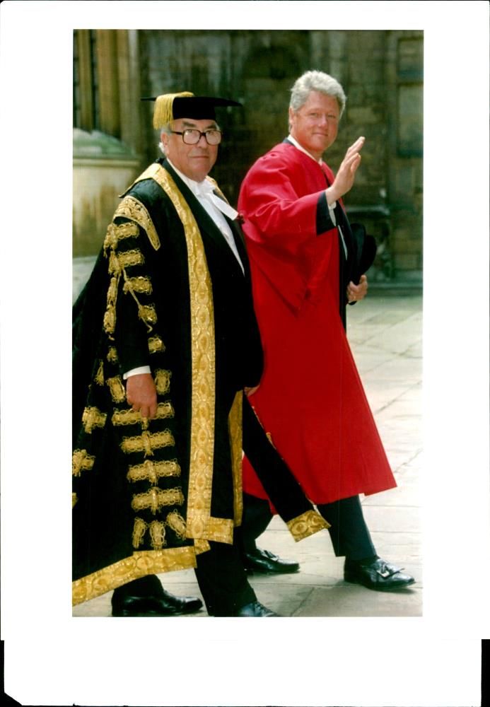 President Clinton with Sir Roy Jenkins at Oxford - Vintage Photograph
