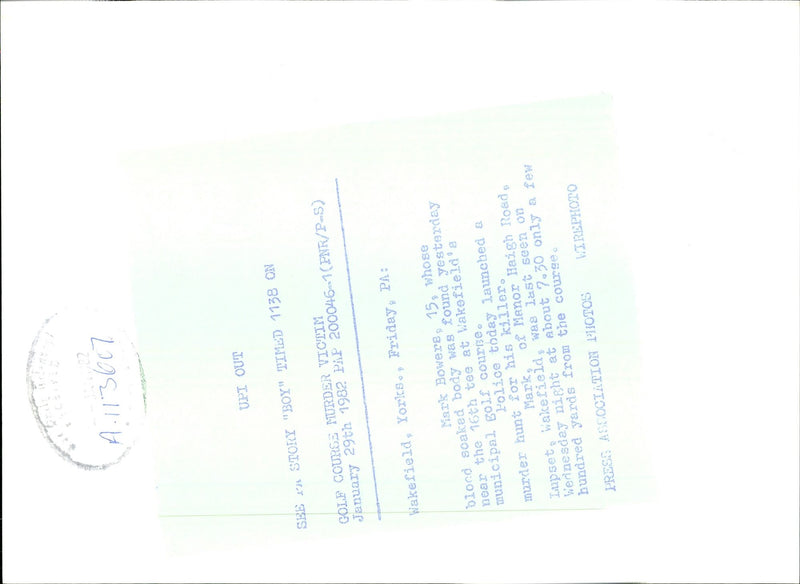 1982 MARK BOWERS WAS LAST SEEN WERNESDAY NIGHT ABOUT ONLY FEW HUNDR PRESS - Vintage Photograph