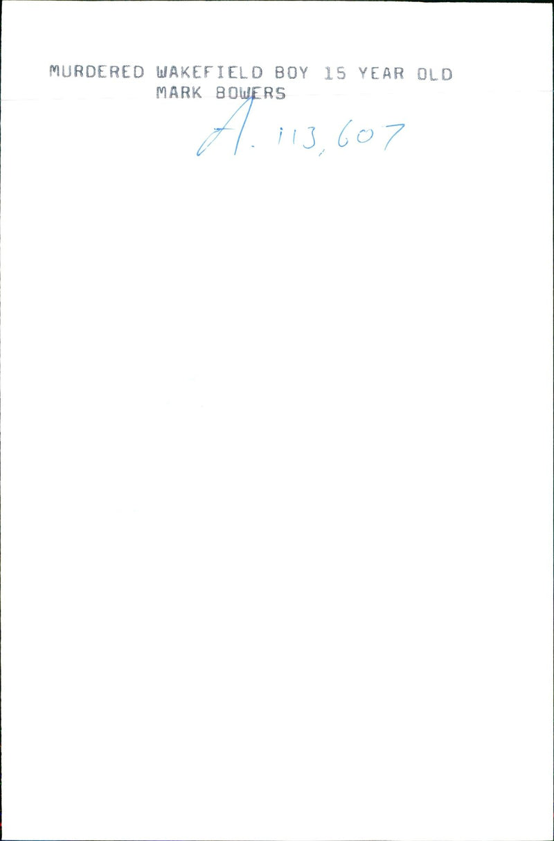 MURDERED WAKEFIELD BOY YEAR OLD MARK BOWERS - Vintage Photograph