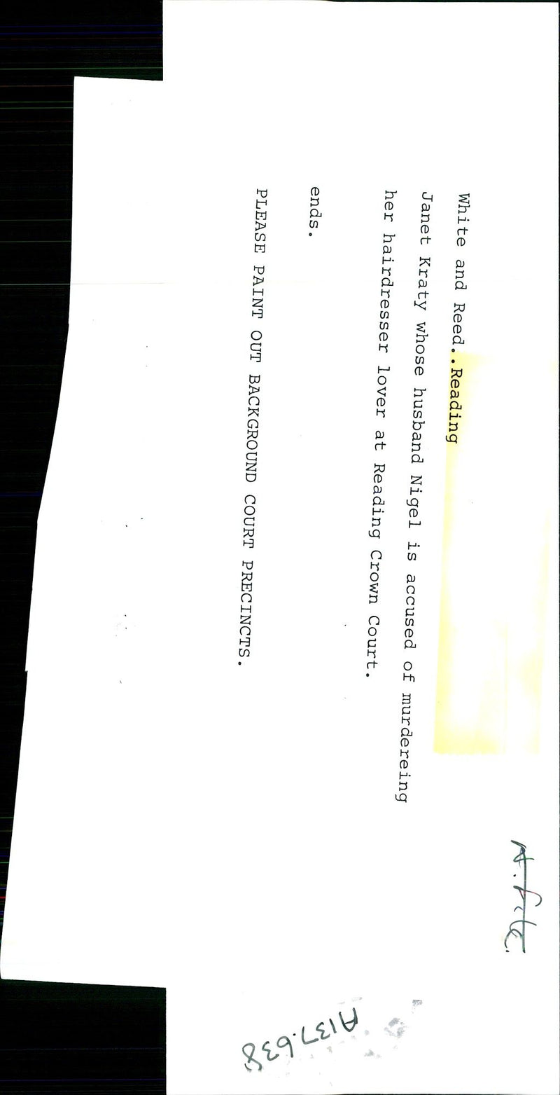 COURT CROWN READING LOVER HAIRDRESSER HER MURDEREING ACC NIGEL WHITE - Vintage Photograph